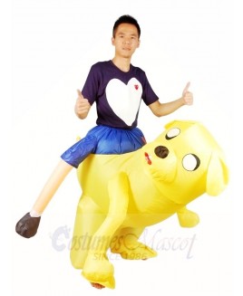 Ride on Jake the Yellow Dog Adventure Time Inflatable Halloween Xmas Costumes for Adults