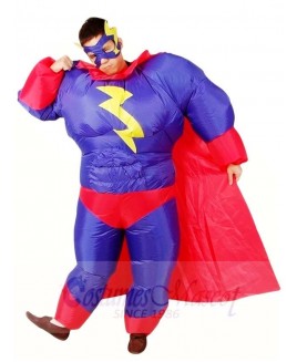 Fat Superman Purple Superhero Inflatable Halloween Xmas Costumes for Adults