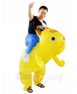 Yellow Dog Carry me Ride on Inflatable Halloween Xmas Costumes for Adults