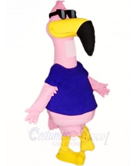 Cool Pink Flamingo with Sunglasses Mascot Costumes Bird Animal