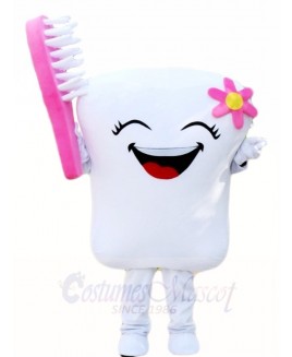 Tooth with Pink Toothbrush for Dentist Clinic Mascot Costumes