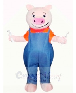 Funny Pig with Blue Overalls