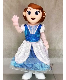 Princess Mascot Costumes in Blue and White Dress