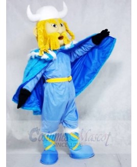Thor the Giant Viking with Blue Body and Cloak Mascot Costumes People