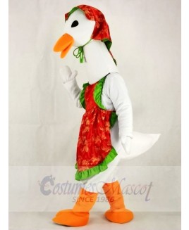 Cute White Mother Goose with Hat Mascot Costume 