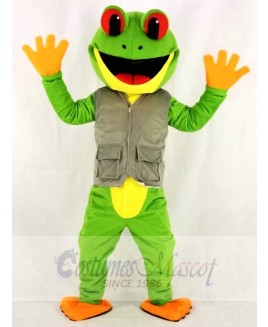 Green Tree Frog in Vest Mascot Costumes  