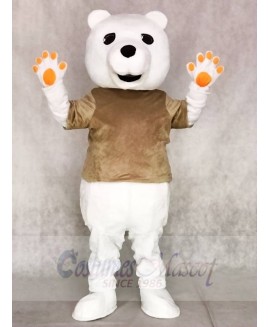 Tan Shirt Polar Bear Mascot Costumes Animal