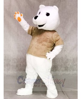 Tan Shirt Polar Bear Mascot Costumes Animal