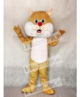 Cute Tan Wirey Wildcat Mascot Costume