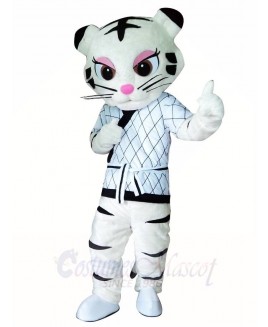 White Kung Fu Judo Tiger Tigress Mascot Costumes Animal 