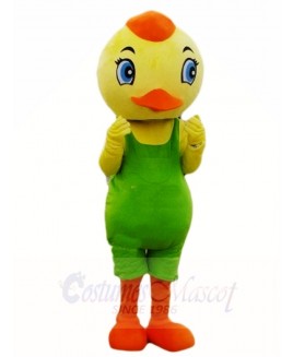 Yellow Bird in Green Overalls Mascot Costumes Animal