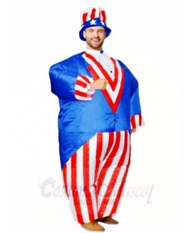 American US Flag Uncle Sam Independence Day Inflatable Halloween Blow Up Costumes for Adults