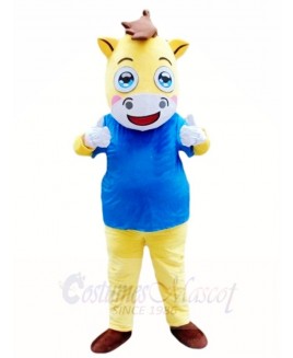 War Horse in Blue Shirt Mascot Costumes Animal