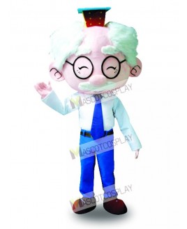 White Suit Glasses Old Man Mascot Costume Cartoon