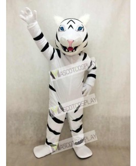 White Albino Tiger Mascot Costume with No Beard