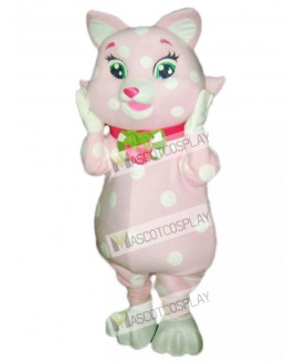 Pink Kitty Cat with White Spots Mascot Costume