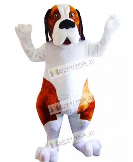 White and Brown Saint Bernard Dog Mascot Costume
