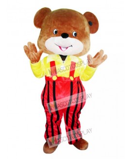 Yellow Coat Overalls Bear Mascot Costume