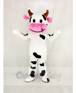 Cute Cow with Pink Mouth Mascot Costume Cartoon