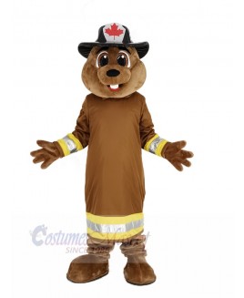 Burny Beaver with Hat Mascot Costume