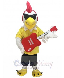 Rooster Cock with Guitar Rockin Chicken Mascot Costume Mascot Costume