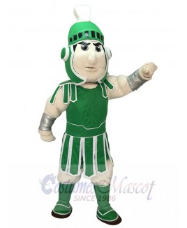 High Quality Adult Spartan Trojan Knight Sparty Mascot Costume with Green Armour