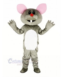 Gray Mouse with Red Nose Mascot Costume Cartoon