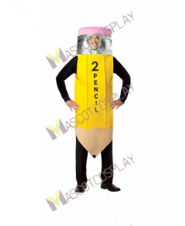 High Quality Adult Yellow Pencil Mascot Costume