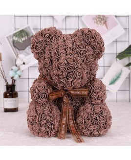 Brown Rose Teddy Bear Flower Bear Best Gift for Mother's Day, Valentine's Day, Anniversary, Weddings and Birthday