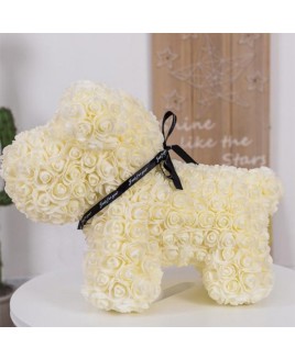 Beige Rose Puppy Dog Flower Puppy Dog Best Gift for Mother's Day, Valentine's Day, Anniversary, Weddings and Birthday
