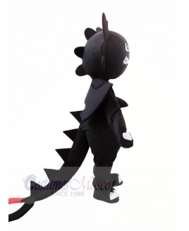 Black Dragon with Green Eyes Mascot Costumes Cartoon