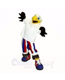 Smiling White Freedom Eagle Mascot Costumes Cartoon