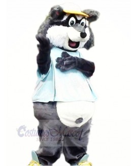 Grey Raccoon with Yellow Hat Mascot Costumes	