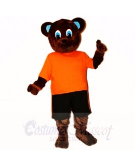 Sport Brown Bear with Orange Shirt Mascot Costumes Cartoon