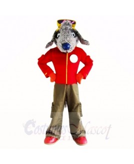 Grey Bedlington Dog with Red Shirt Mascot Costumes School