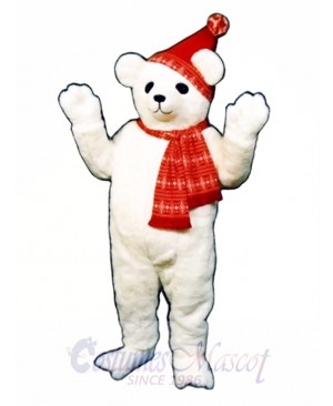 Snow Bear with Hat & Scarf Mascot Costume