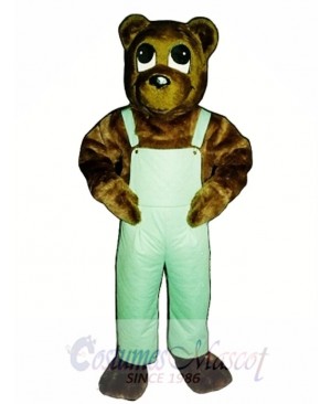 Cute Cutesy Bear with Bib Overalls Mascot Costume