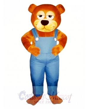 Cute Gardener Bear with Overalls Mascot Costume