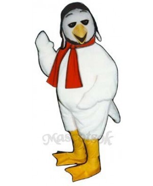 Cute Ace Bird with Aviator Hat & Scarf Mascot Costume