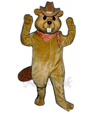 Western Beaver with Hat & Neckerchief Mascot Costume