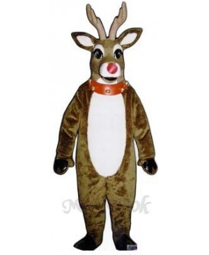 Mistletoe Deer with Lite-up Nose, Collar & Cuffs Christmas Mascot Costume