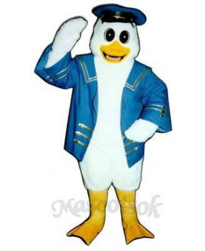 Cute Captain Duckling Duck with Jacket & Hat Mascot Costume