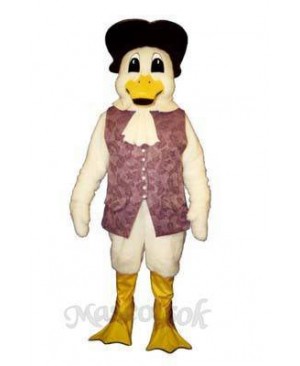 Cute Colonial Duck with Vest & Hat Mascot Costume