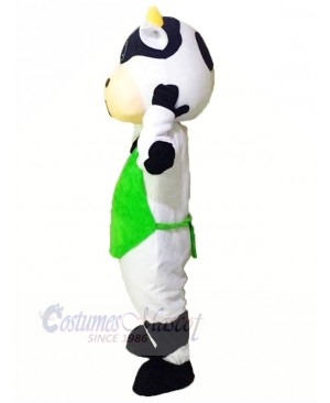 Milk Cow with Green Vest Mascot Costumes Cheap	