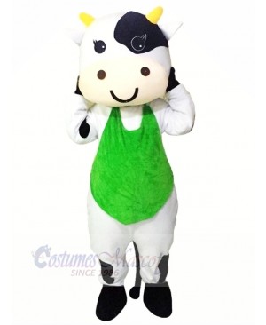 Milk Cow with Green Vest Mascot Costumes Cheap	