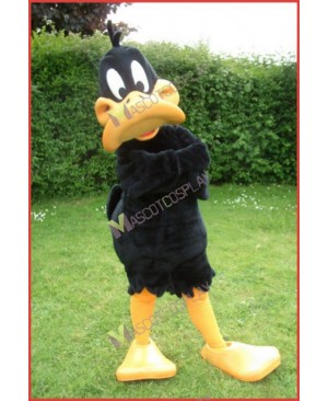 Daffy Duck Mascot Costume Black Duck with Yellow Duck-Bill