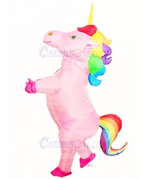 Rainbow Unicorn Horse Blow Up InflInflatable Costume Halloween For Adults