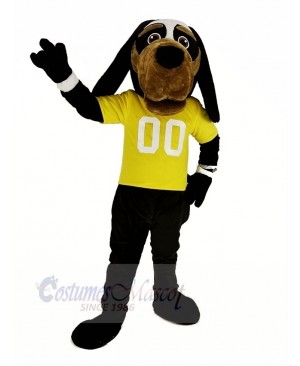 Cool Black Dog with Yellow T-shirt Mascot Costume Animal