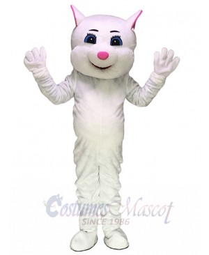 Pink Ears Kitty Cat White Mascot Costumes Cartoon