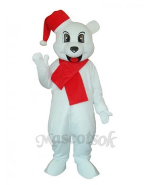 White Christmas Bear Mascot Adult Costume